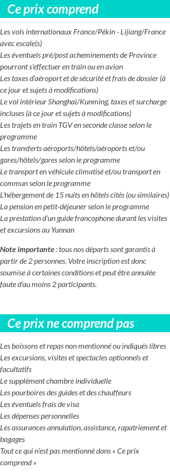 Conditions tarifaires