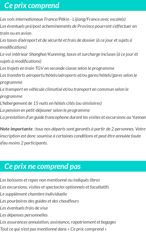 Conditions tarifaires