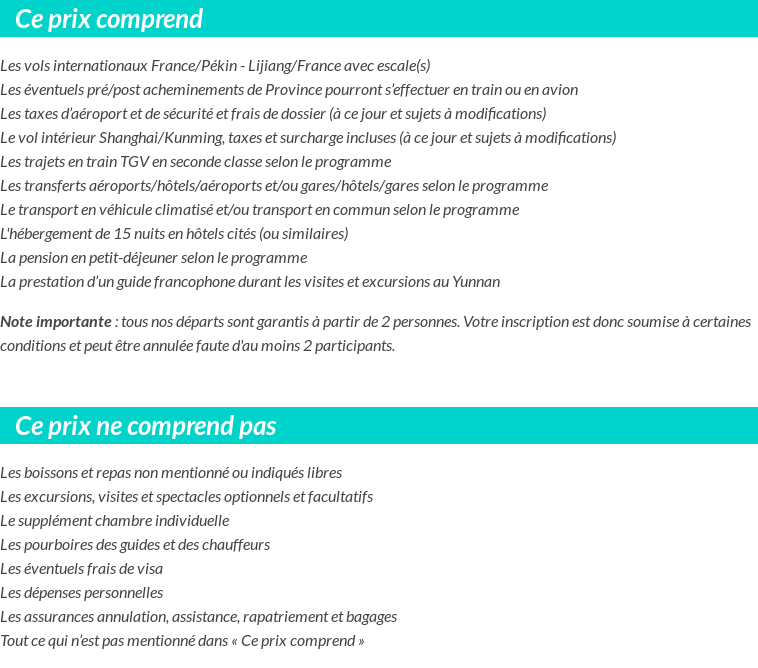 Conditions tarifaires