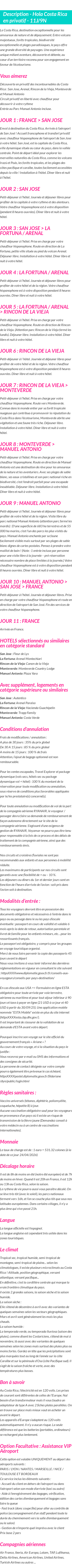 Détails du séjour