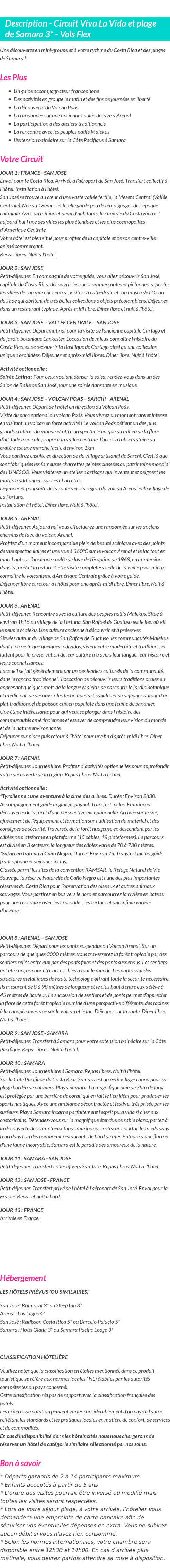 Détails du séjour
