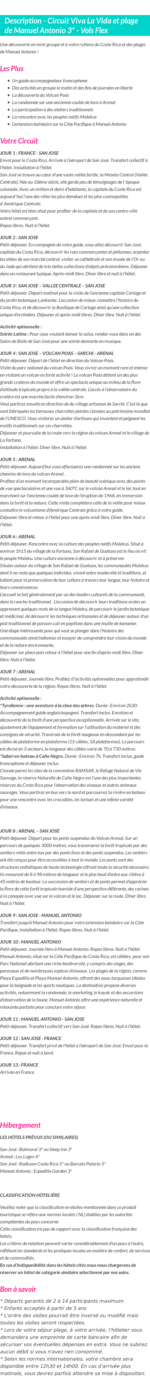 Détails du séjour
