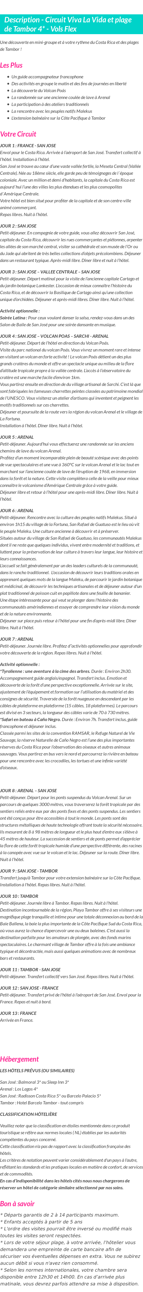 Détails du séjour