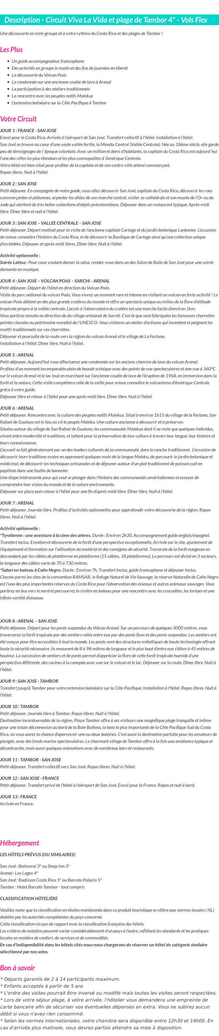 Détails du séjour
