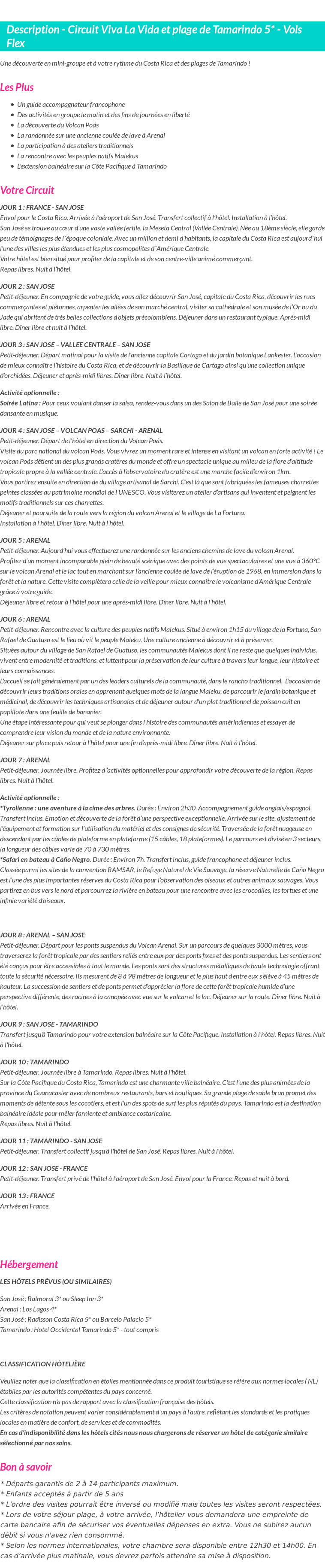 Détails du séjour