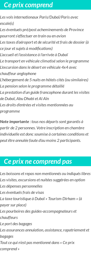 Conditions tarifaires