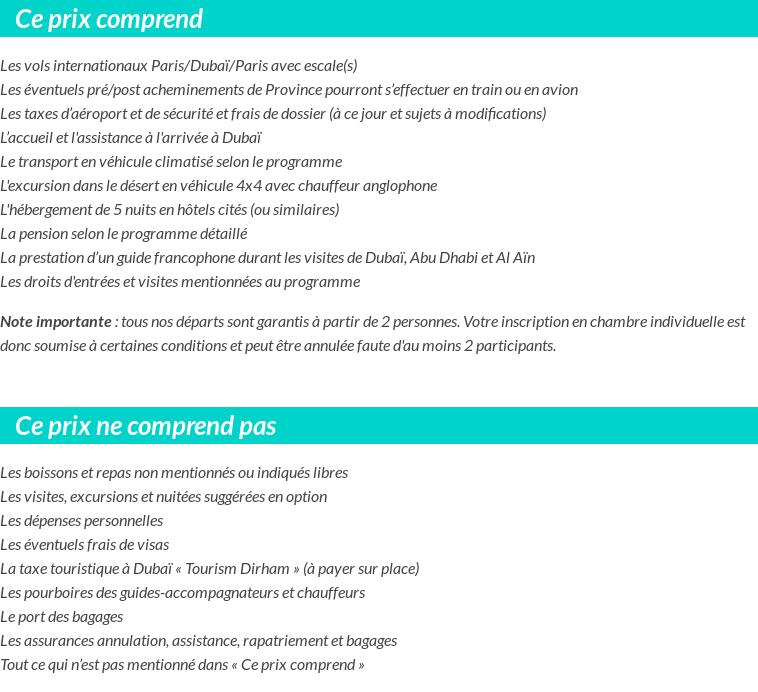 Conditions tarifaires