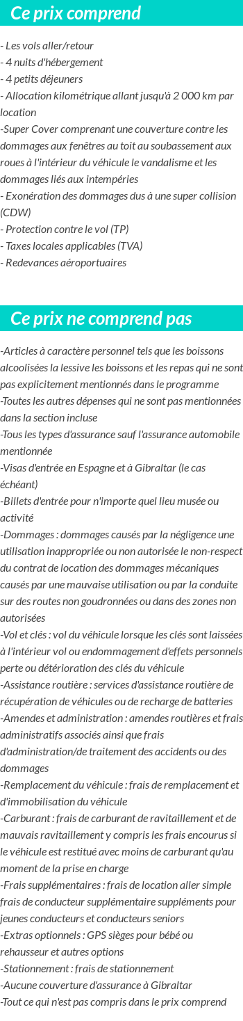 Conditions tarifaires