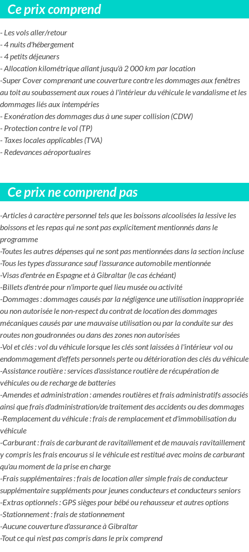 Conditions tarifaires