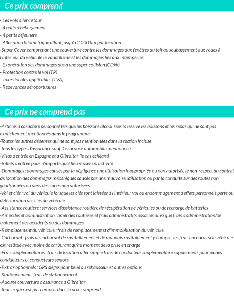 Conditions tarifaires