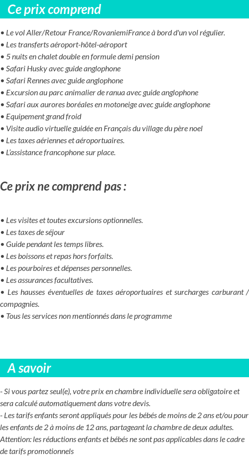 Conditions tarifaires