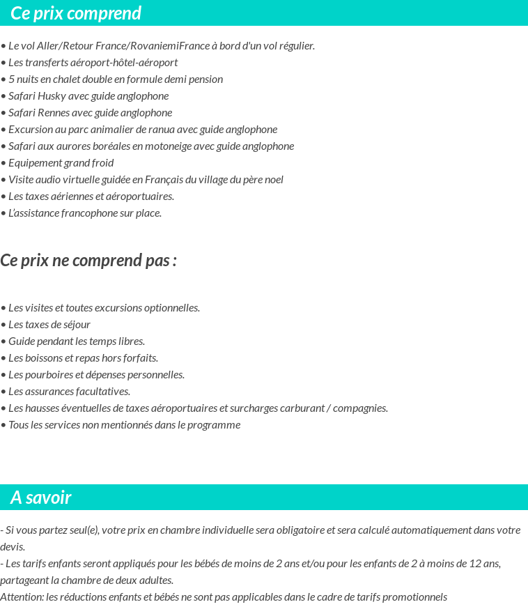 Conditions tarifaires