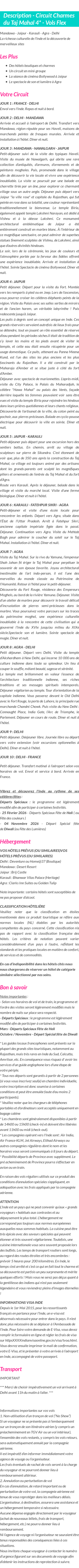 Détails du séjour