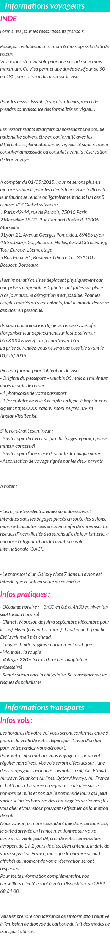 Formalités et infos voyageurs
