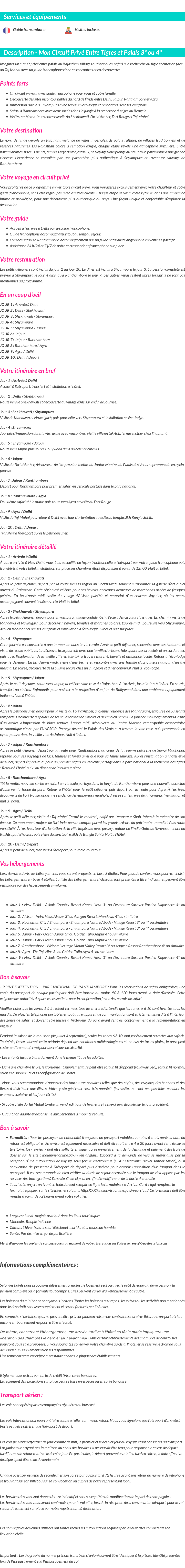 Détails du séjour