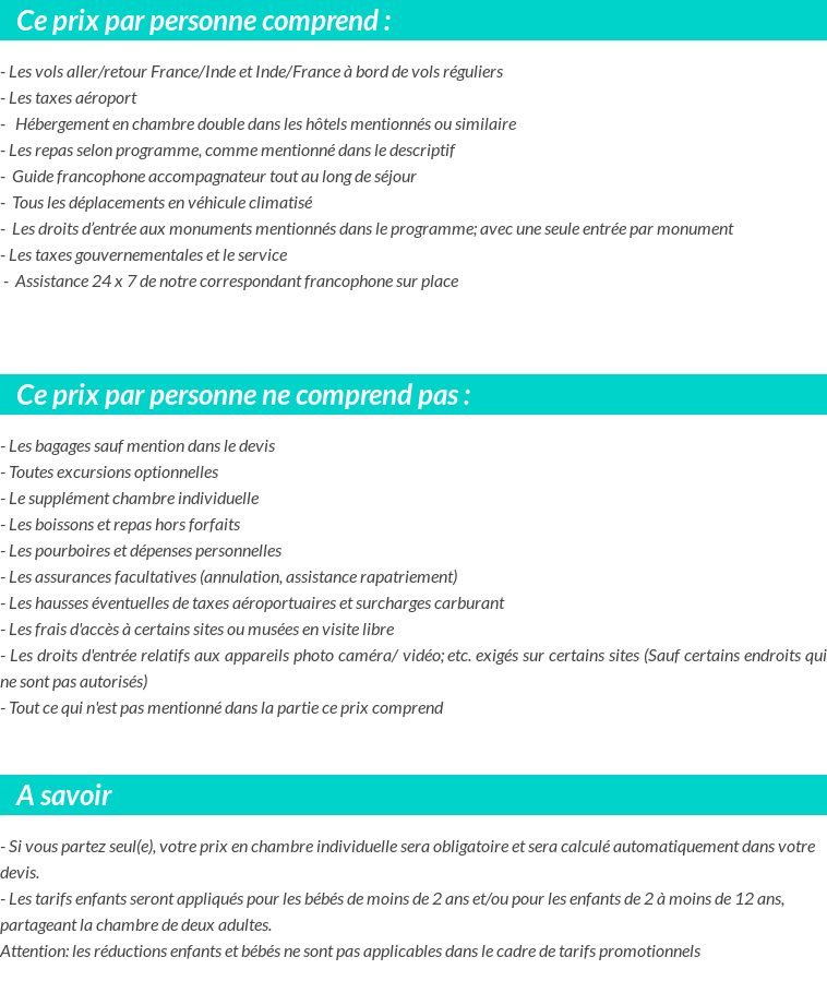 Conditions tarifaires