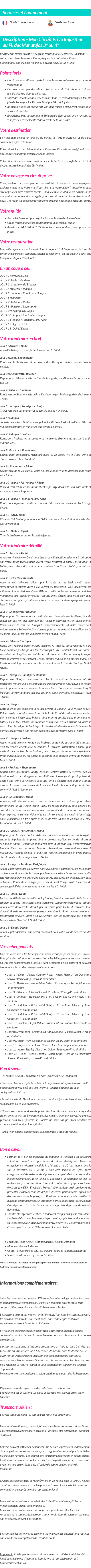 Détails du séjour