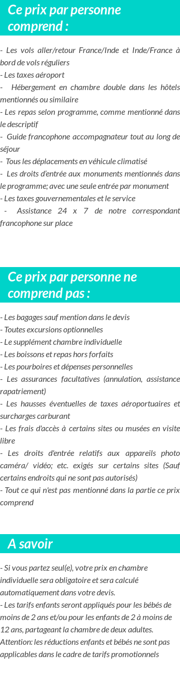 Conditions tarifaires