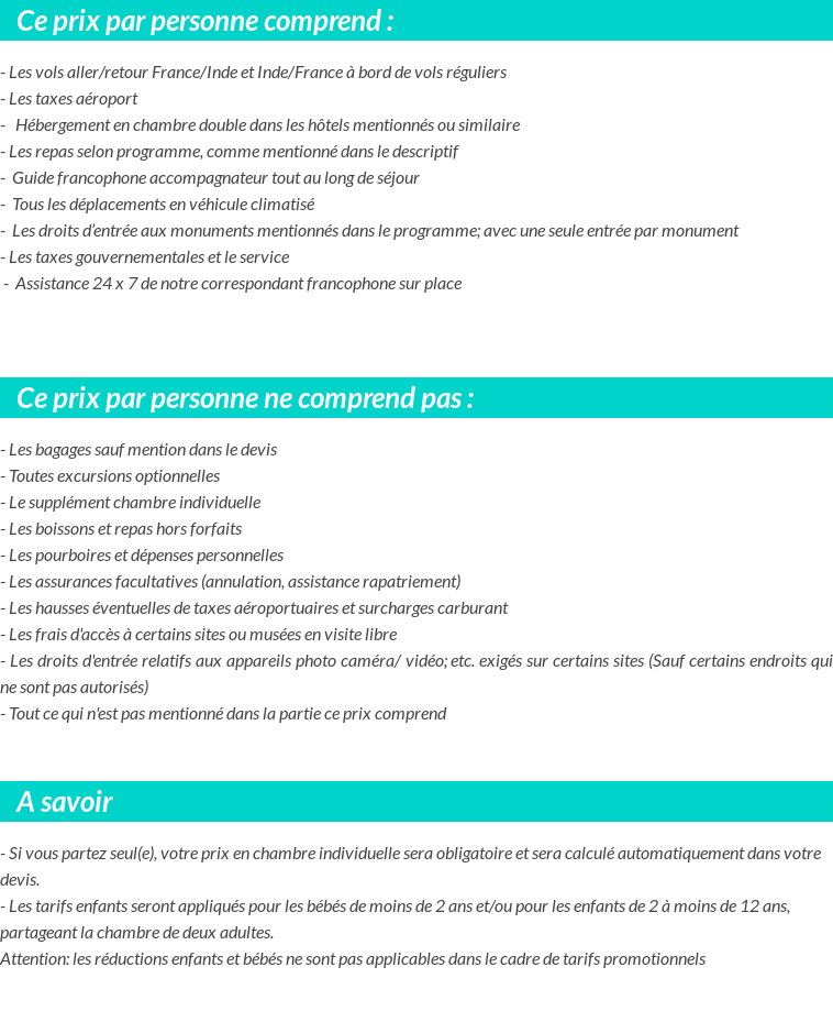 Conditions tarifaires