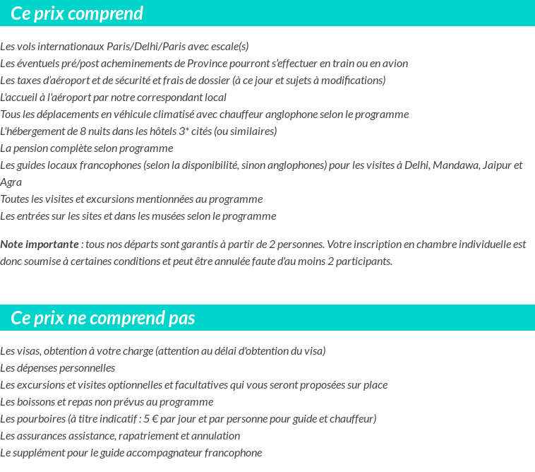 Conditions tarifaires