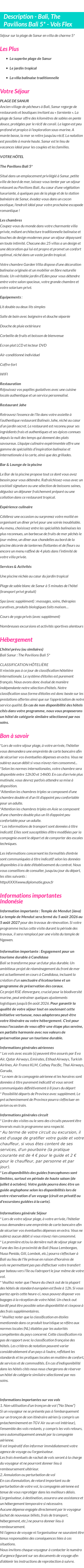 Détails du séjour