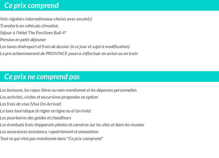 Conditions tarifaires
