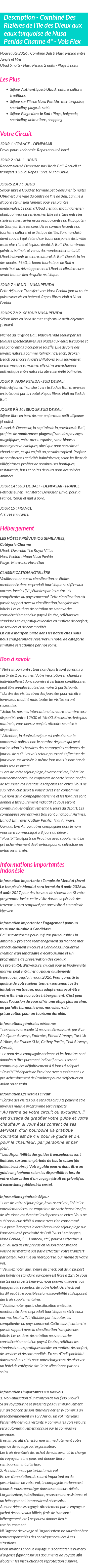 Détails du séjour