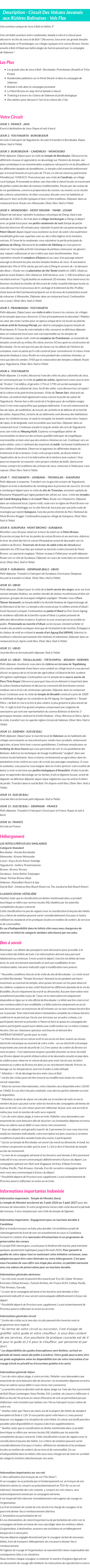 Détails du séjour