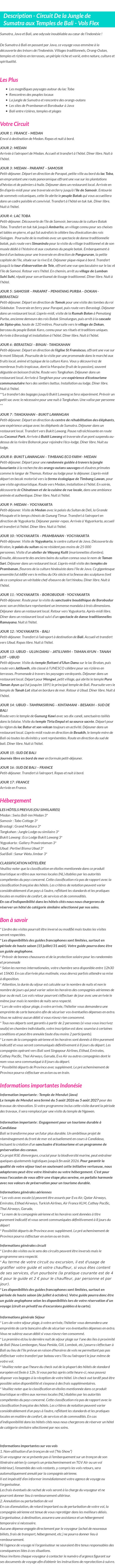 Détails du séjour