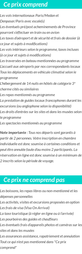 Conditions tarifaires