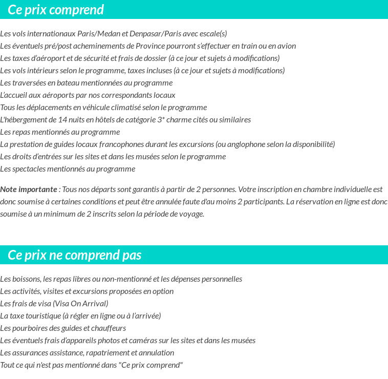 Conditions tarifaires