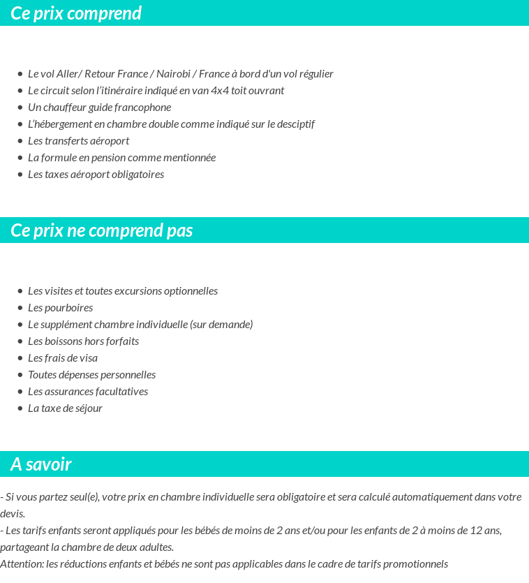 Conditions tarifaires