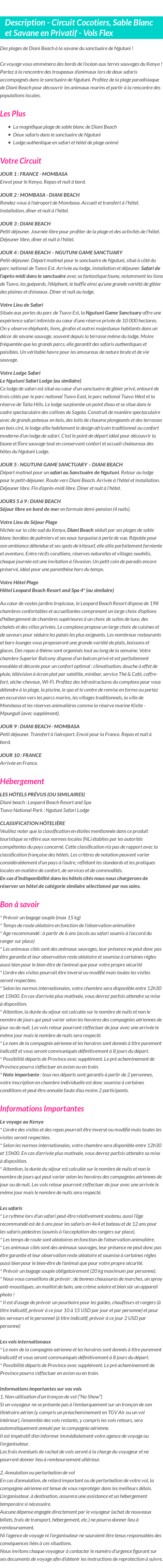Détails du séjour