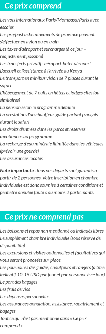 Conditions tarifaires