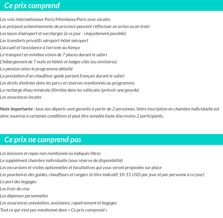 Conditions tarifaires