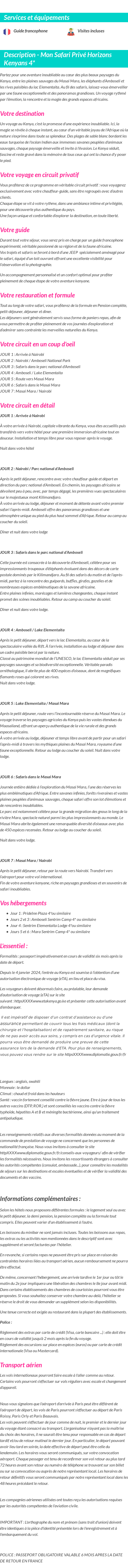 Détails du séjour