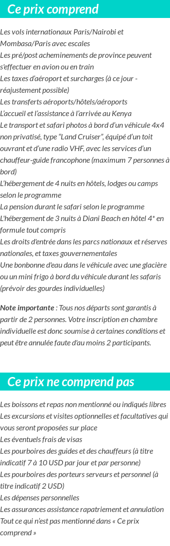 Conditions tarifaires