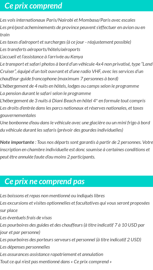 Conditions tarifaires