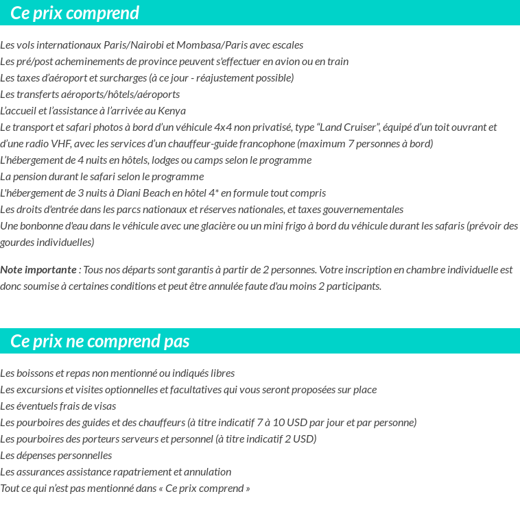 Conditions tarifaires