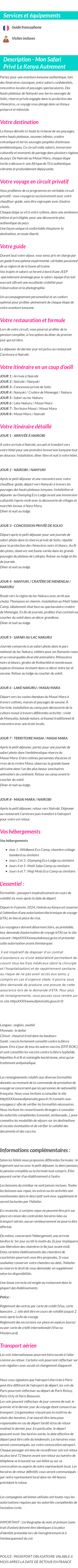 Détails du séjour