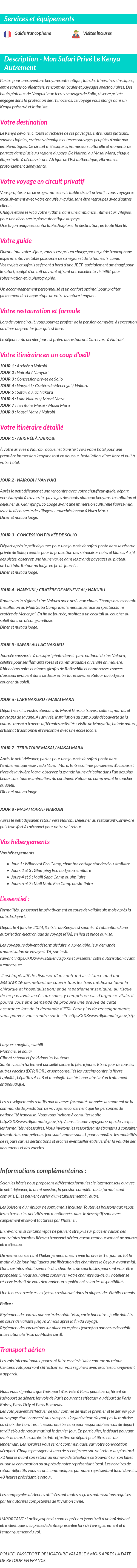 Détails du séjour