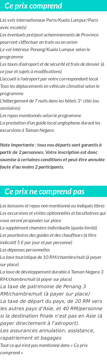 Conditions tarifaires