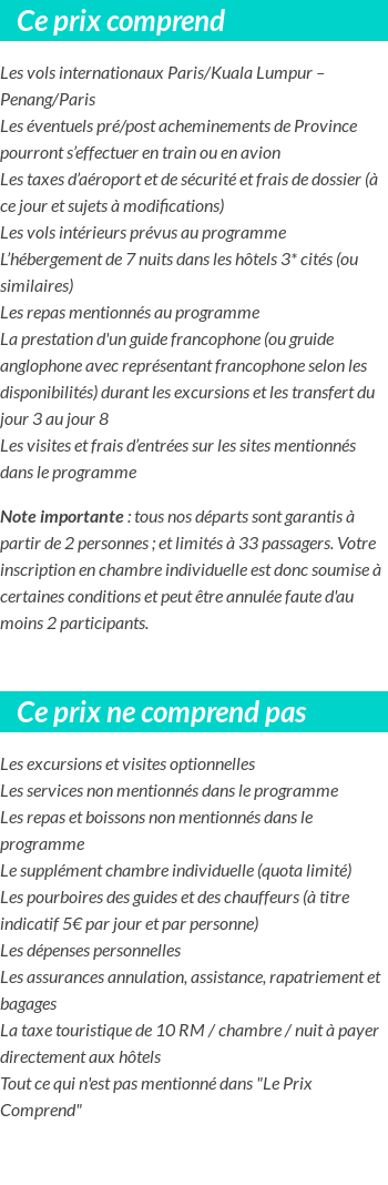 Conditions tarifaires