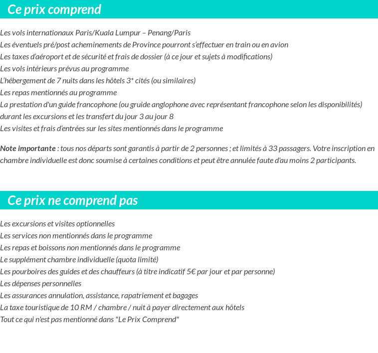 Conditions tarifaires