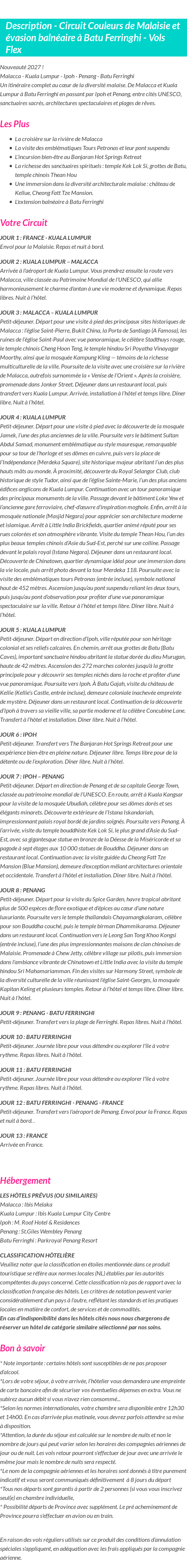 Détails du séjour