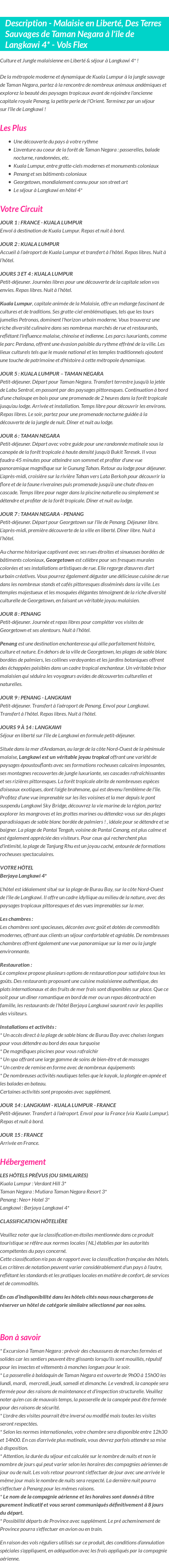 Détails du séjour