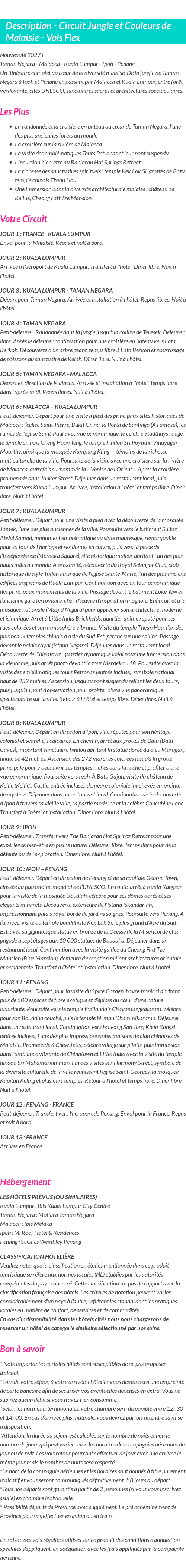 Détails du séjour