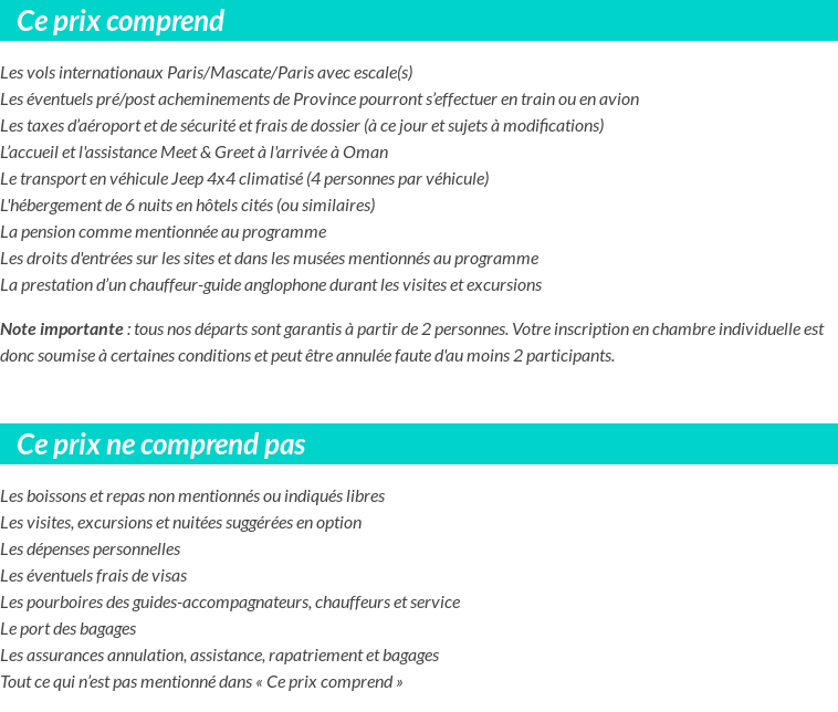 Conditions tarifaires