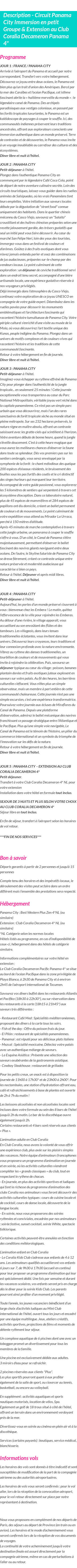 Détails du séjour