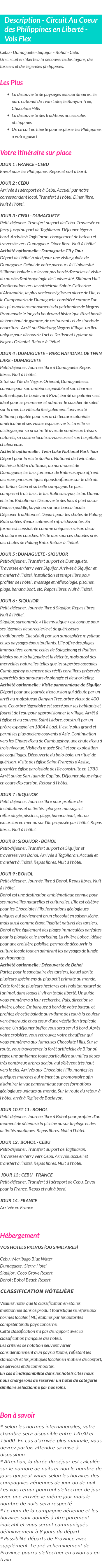Détails du séjour